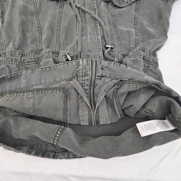 Splendid Utility Jacket XS Gray Lyocell Linen Blend Hooded Cargo Anorak Coat - Picture 9 of 11